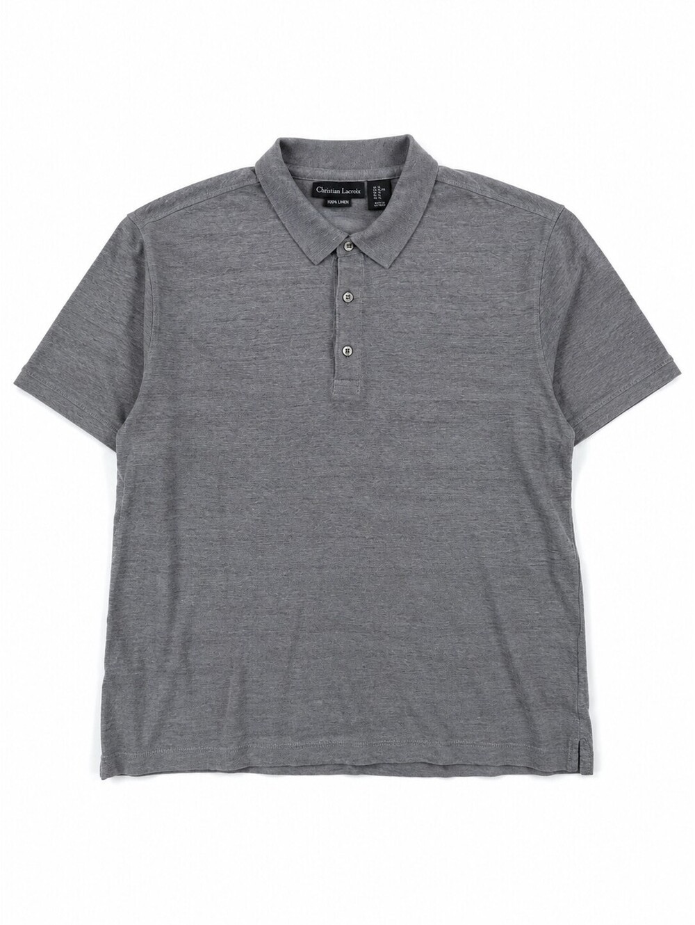 Christian Lacroix 100% Linen Gray Polo Shirt Short Sleeve Men's XL
